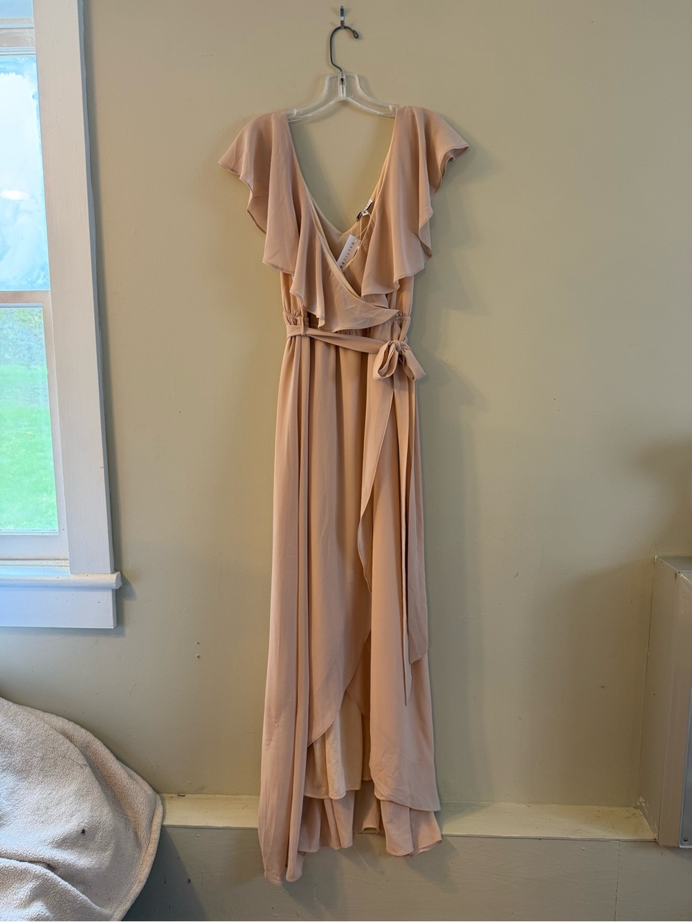 Baltic Born Katya Women’s Blush Wrap Maxi Dress with Ruffle V-Neck